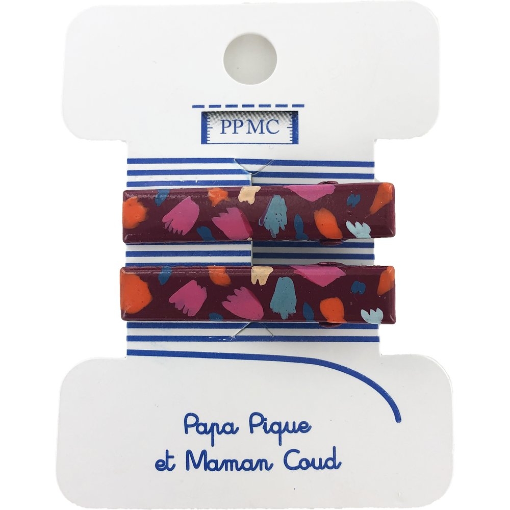 Petite Barrette Croco Pompons Cerise Cr060