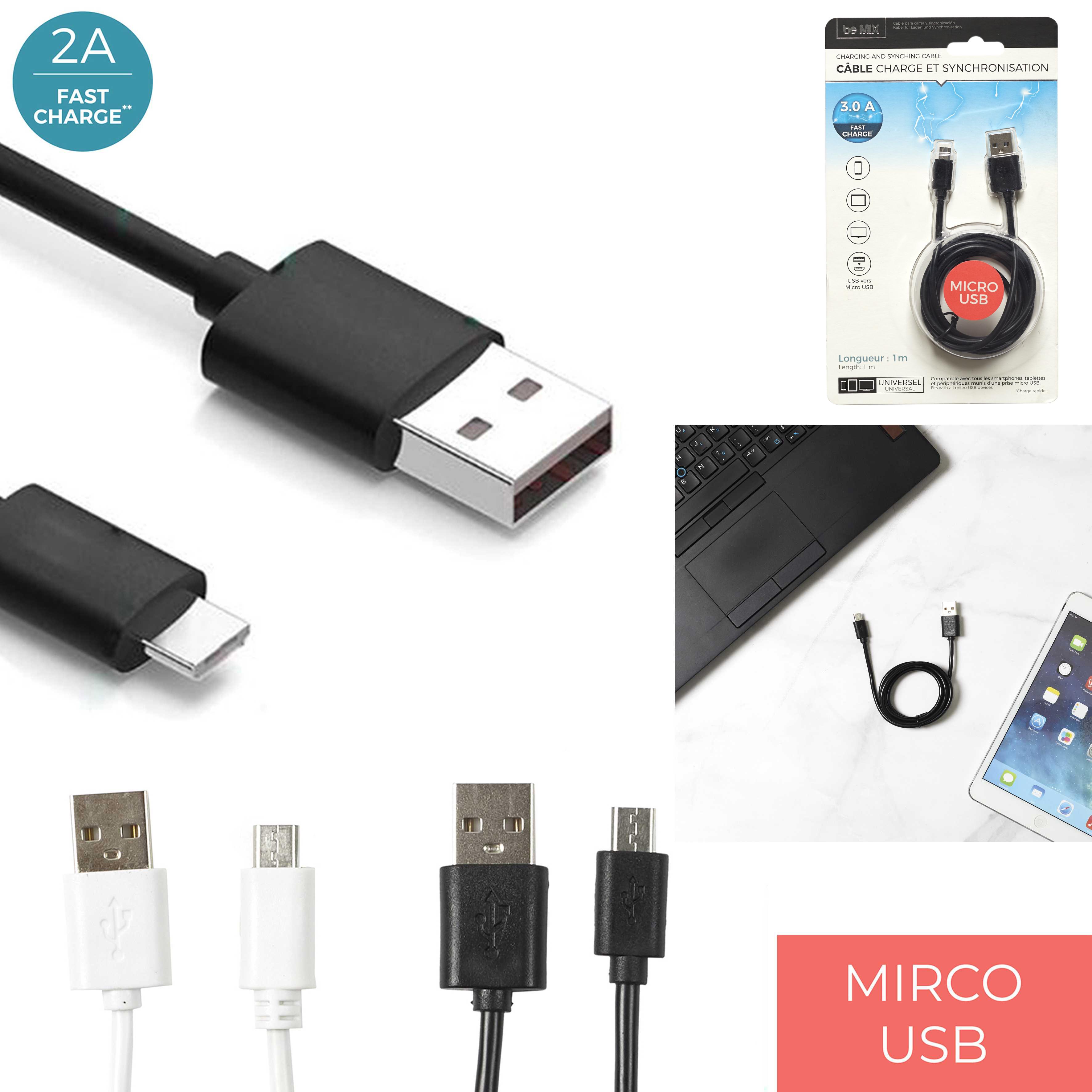 CABLE CHARGE ULTRA RAPIDE 3A MICRO USB