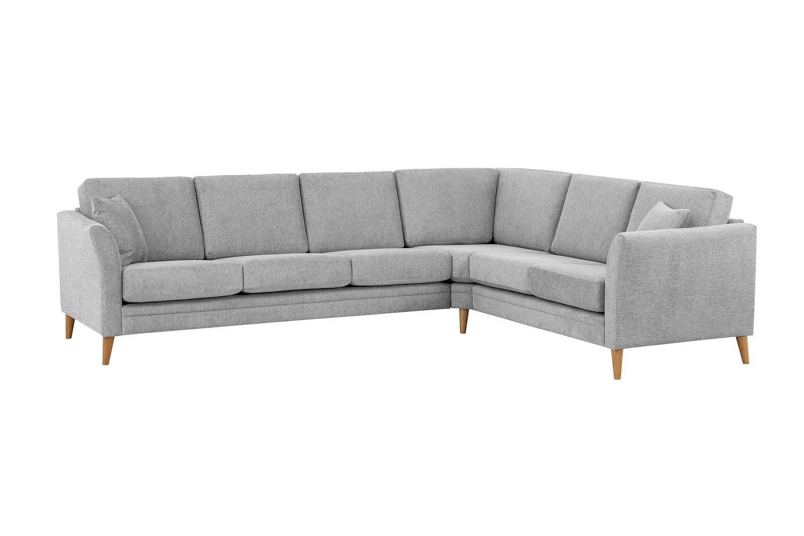 Eden hjørnesofa 32 hjørne i tekstil Brego 3 Grey med ben i eik natur (15137).
