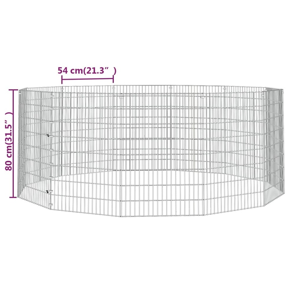 Cage à lapin 12 panneaux 54x80 cm fer galvanisé