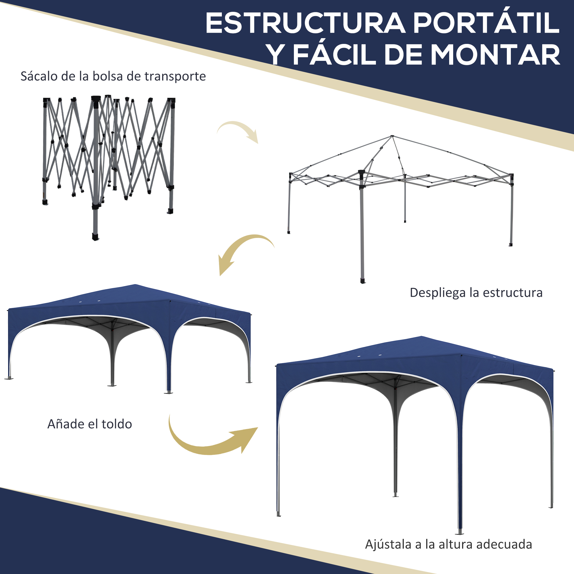 Tenda dobrável Outsunny azul