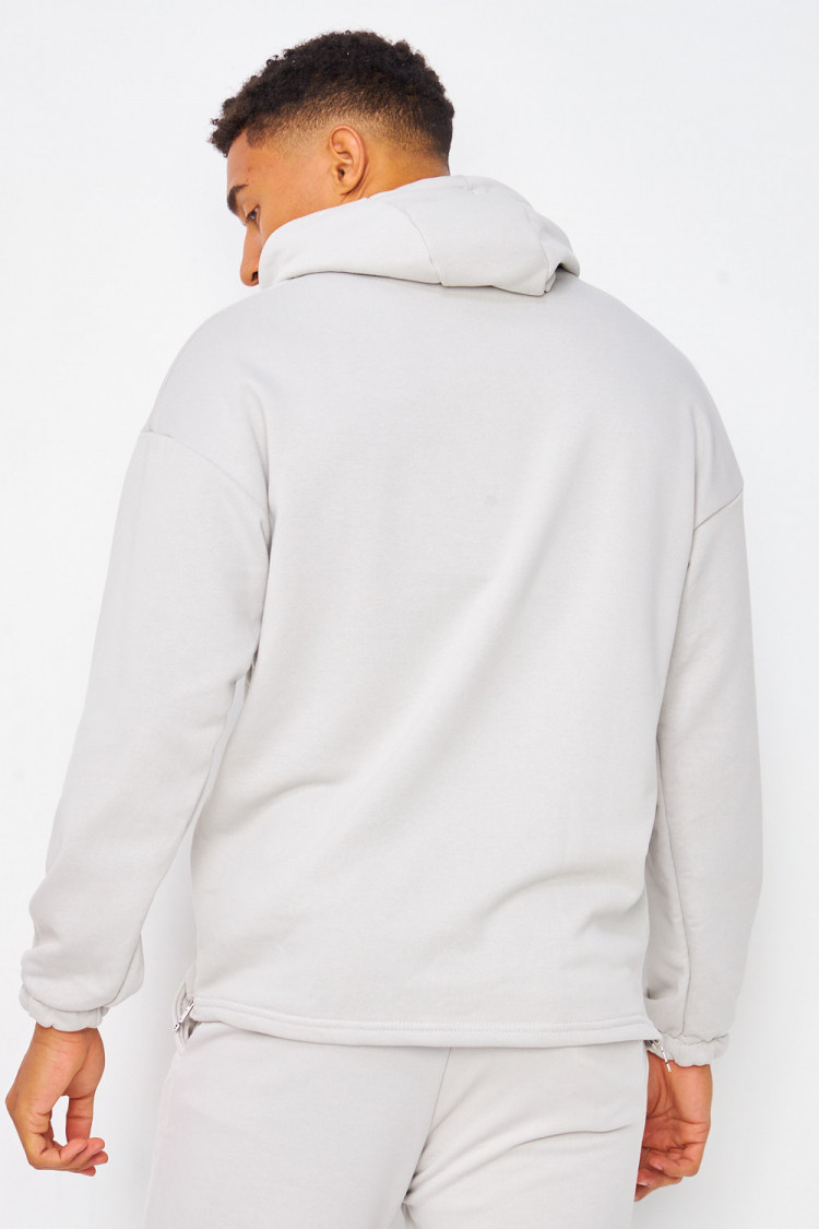Sweat à capuche demi-zip gris
