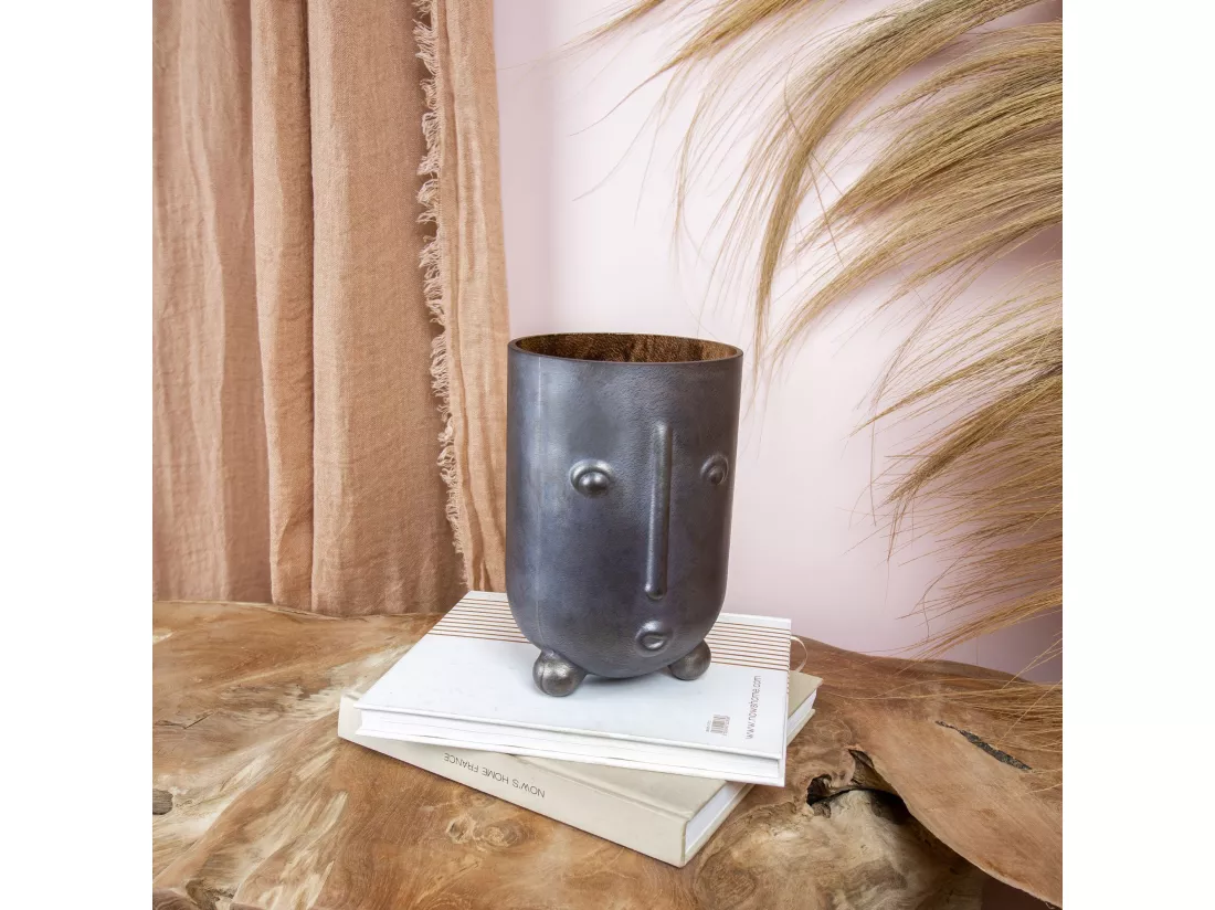 Now's Home - Vase En Verre Souffle A La Bouche Gris Metallise 16.5x15.5x24cm Olav