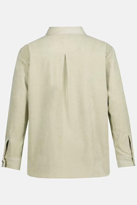 Cordbluse, Oversized, Hemdkragen, Langarm