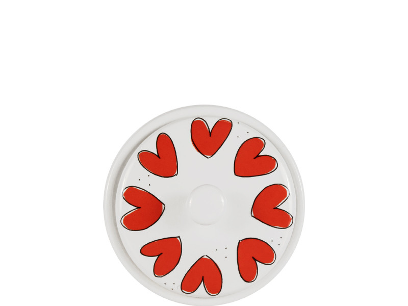 Voorraadpot rond 17cm Valentijn Rode Hartjes