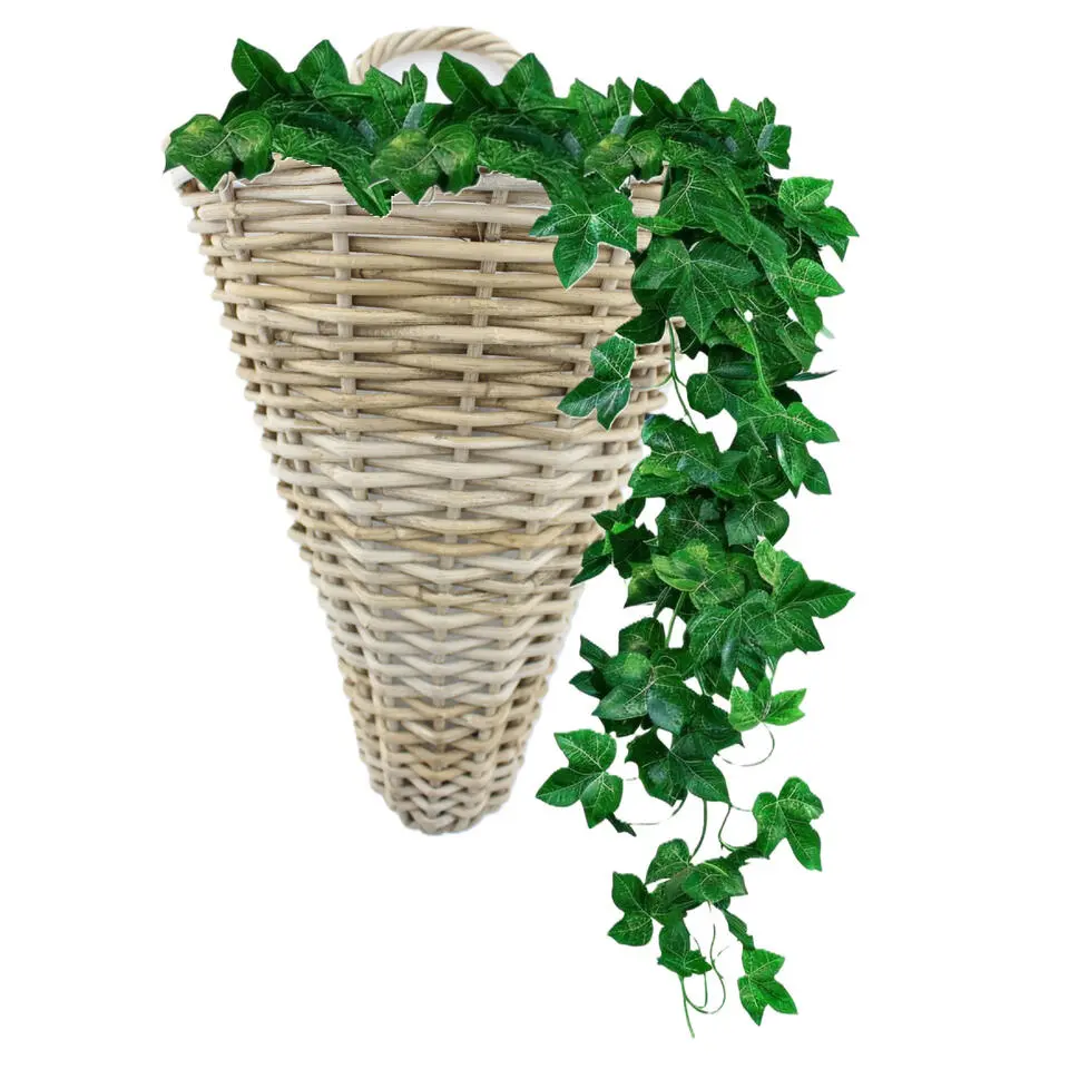 Van der Leeden Wandhanger mand - bruin - 35 x 30 x 42 cm - rotan