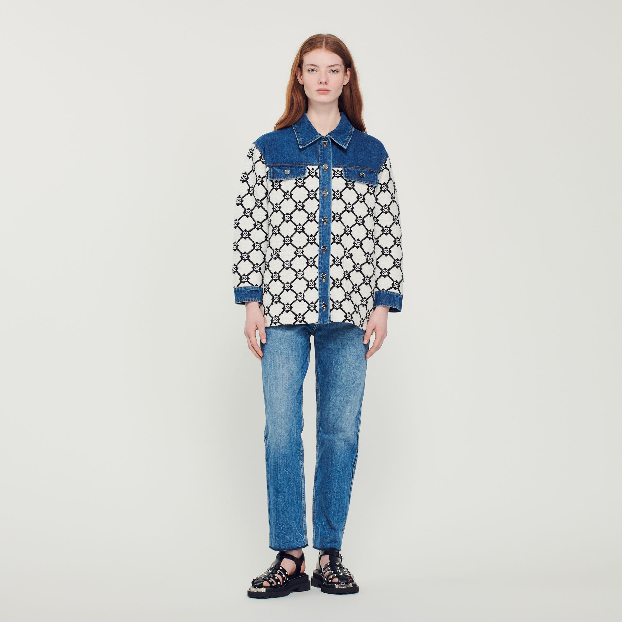 Cardicoat en maille et denim