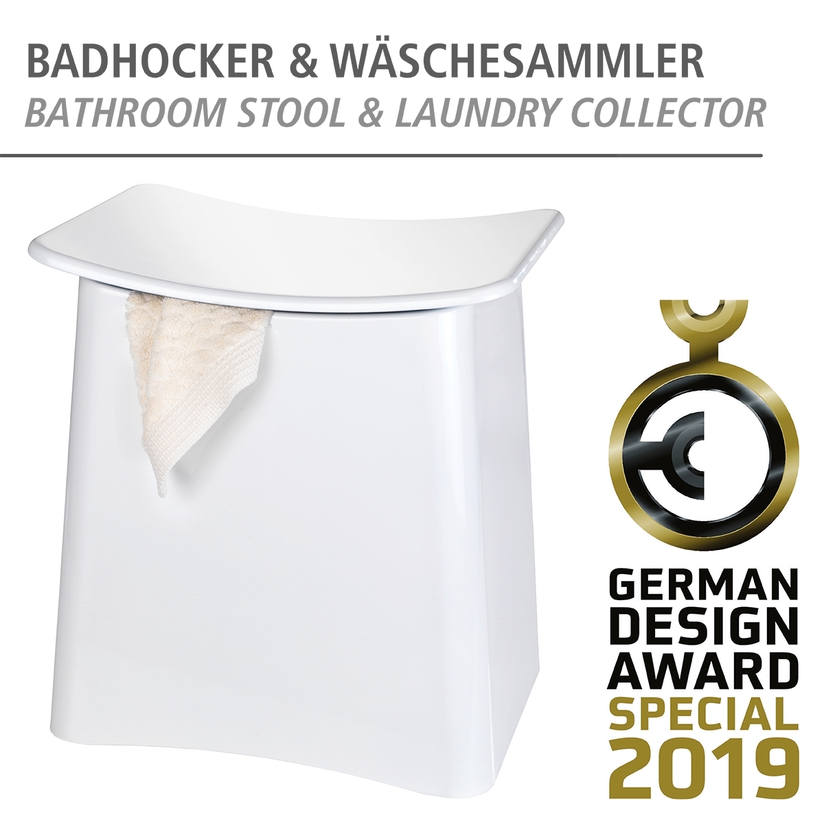 Wenko Wing badzitje/wasmand 33 liter wit