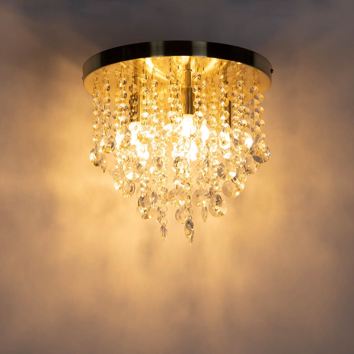 Smart plafondlamp goud met glas incl. 6 Wifi G9 - Medusa