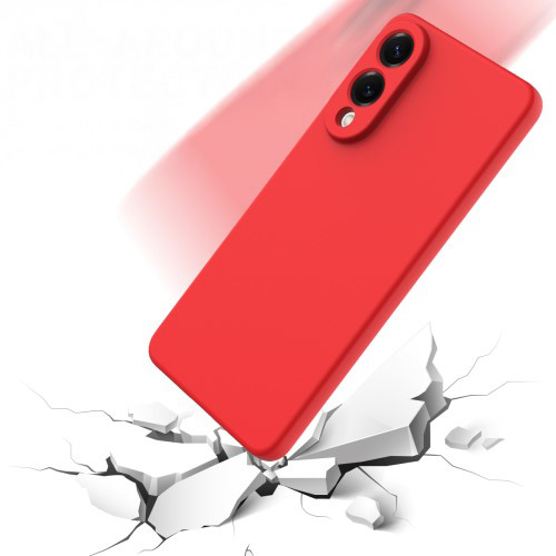Samsung Galaxy S25 Edge Silikon Case Hülle mit Kameraschutz   Trageschlaufe - Rot