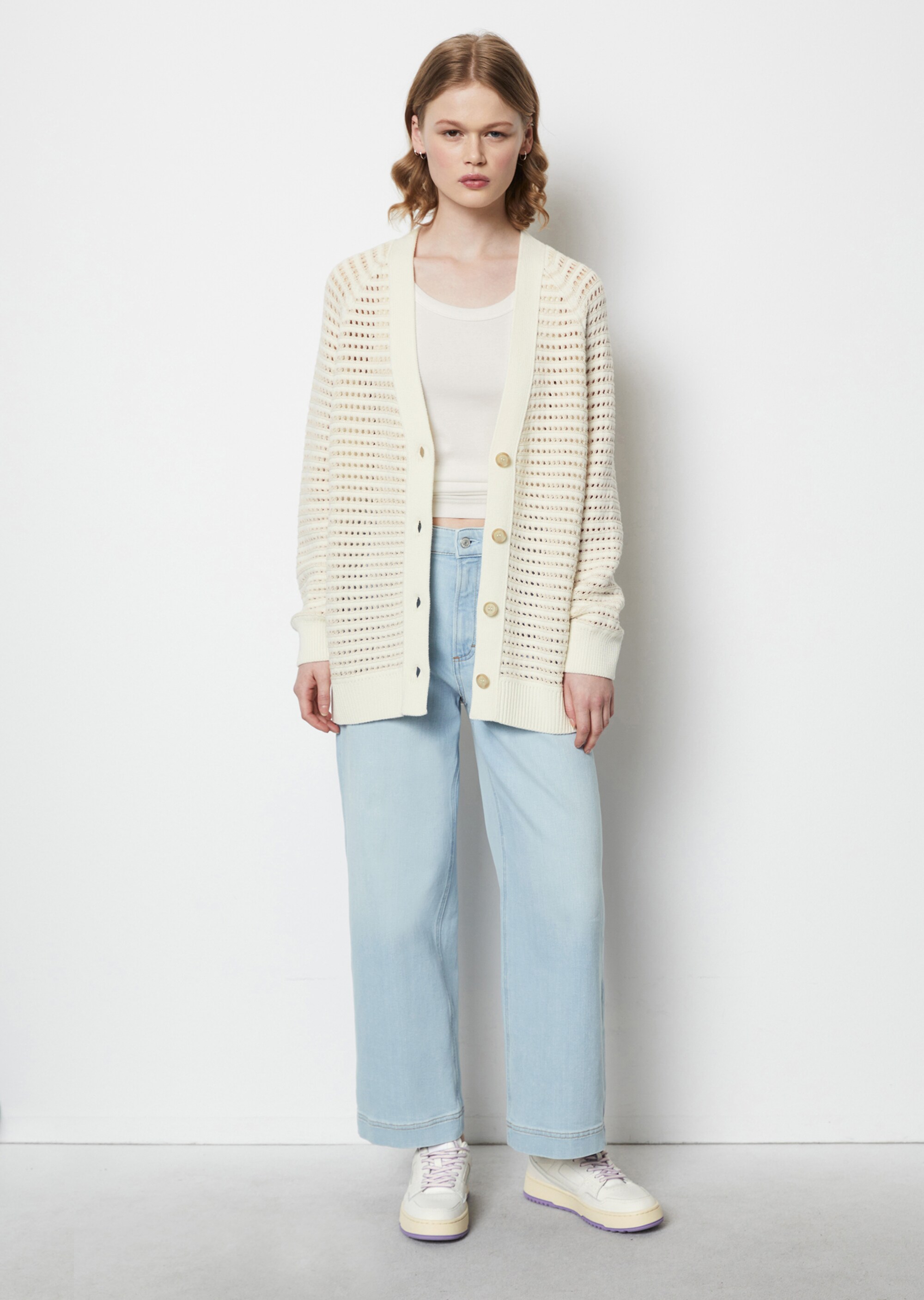 DfC V-Neck-Cardigan relaxedmit Ajour-Muster
