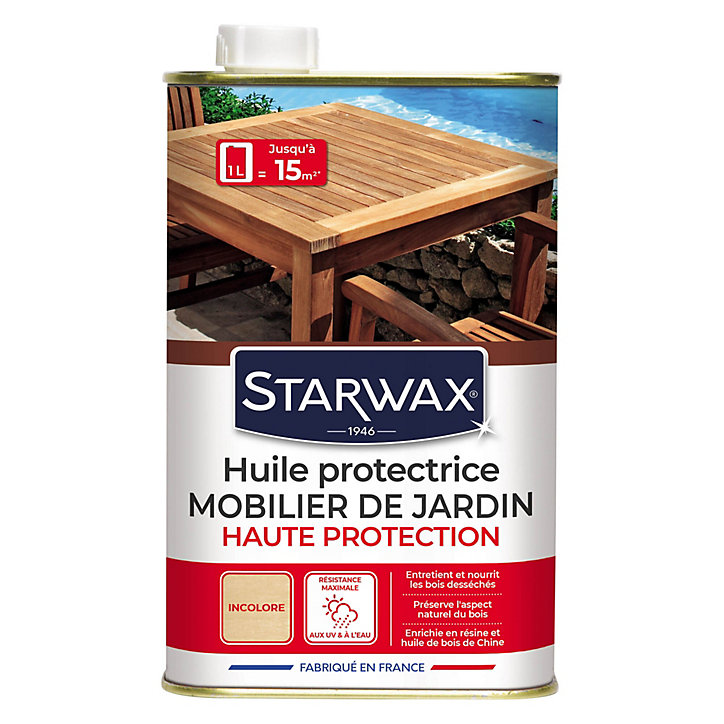 Huile extérieure protectrice mobilier de jardin teck 1L