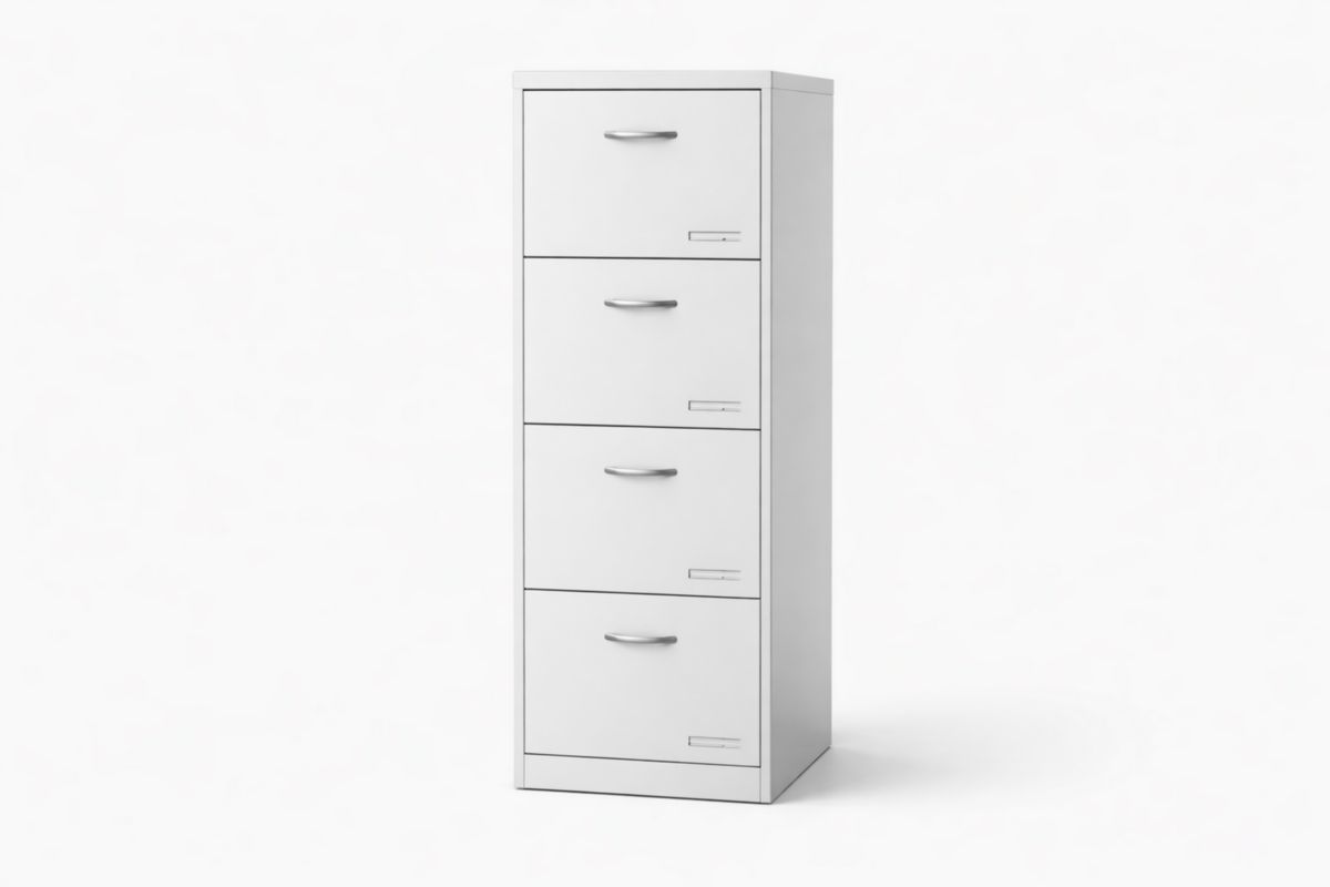 Metall Aktenschrank 4 Schubladen Weiß 132cm Höhe