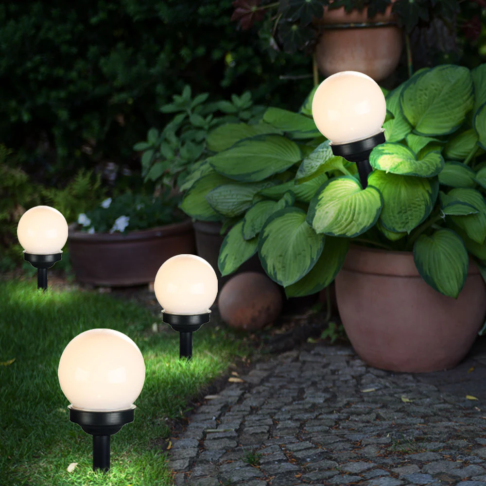 4x LED Solarkugel Stecklampen, weiß