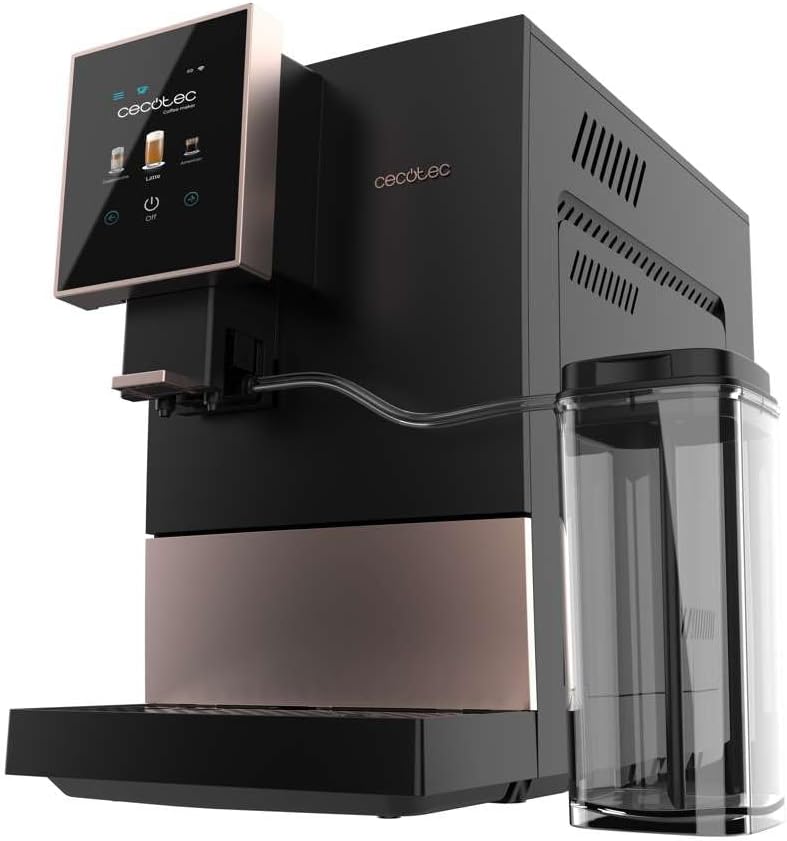 Cecotec Machine a Café Espresso Superautomatique Cremmaet Compactccino Connected Black Rose. 19 Bars, cran TFT, Wifi, Moulin Integré, Réservoir d'eau 1,1 L et de lait 400 ml, Nettoyage Automatique