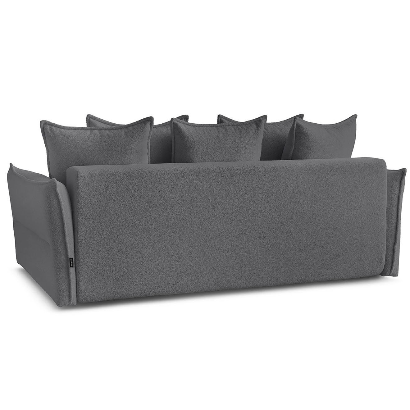 Bobochic Canapé 3 places convertible coffre Bouclette Leon gris foncé - 226x97x90 cm