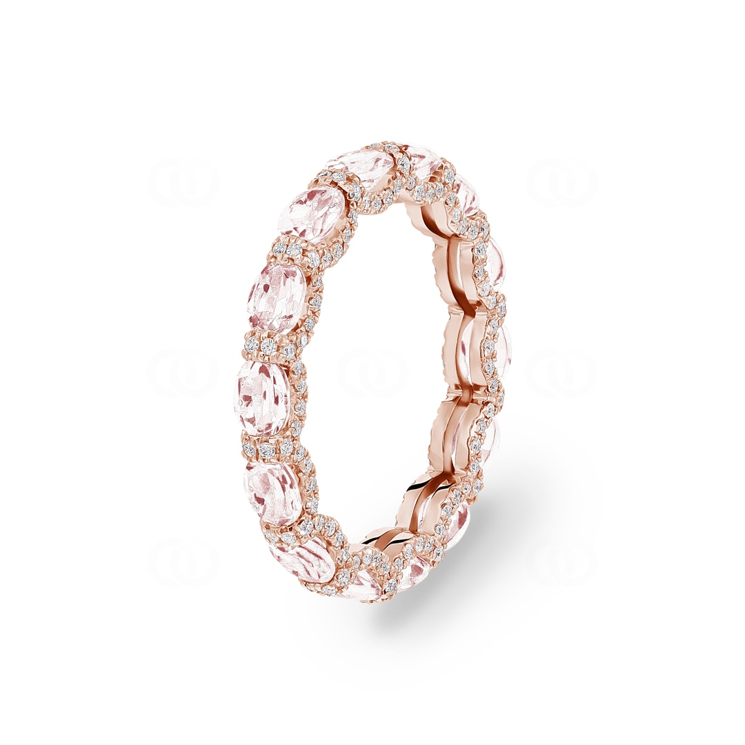 Mémoire-Ring 750/18 K Roségold mit Morganiten & Diamanten 0.41 ct H/si