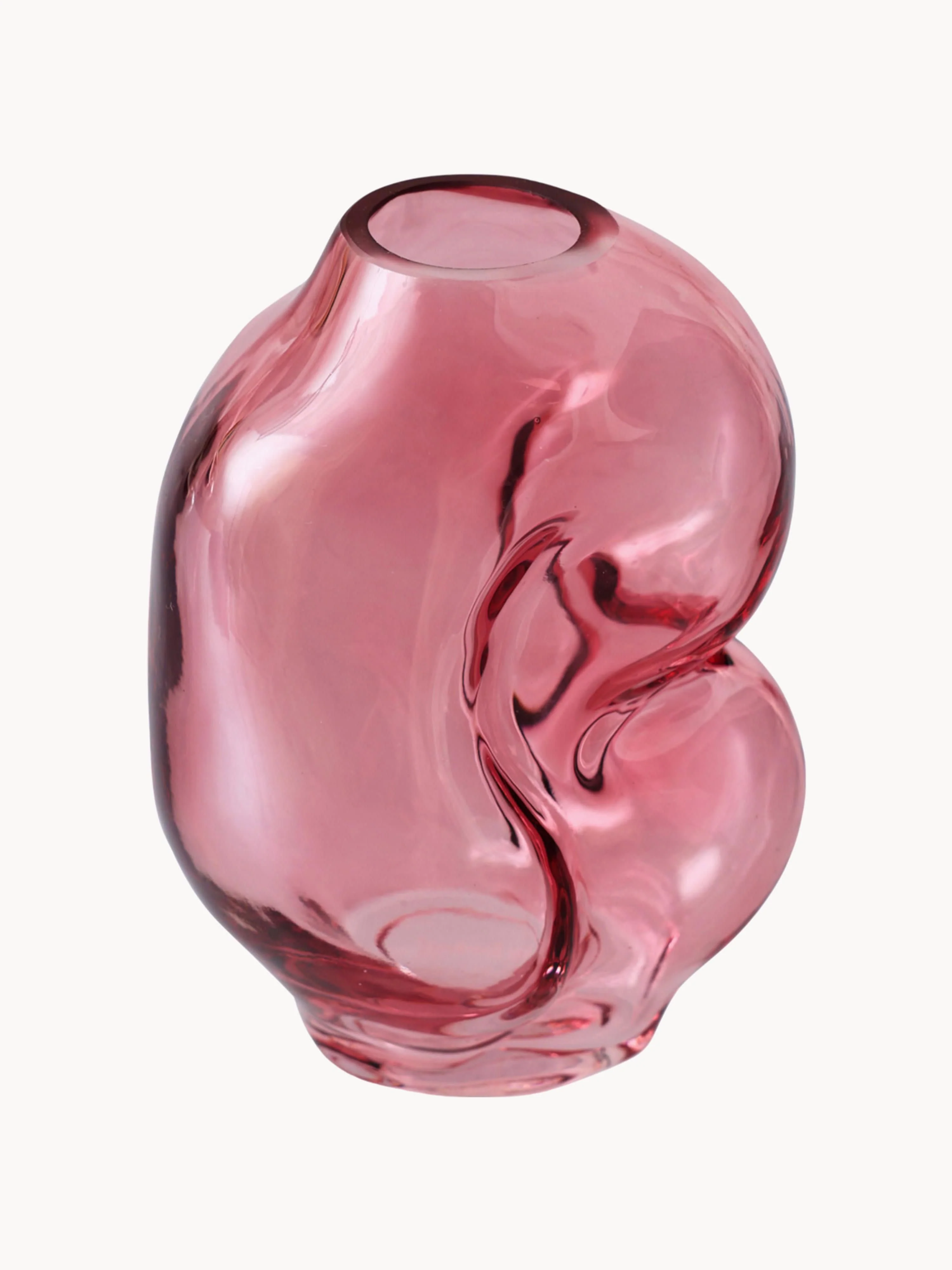 Handgemaakte glazen vaas Gleam, H 18 cm