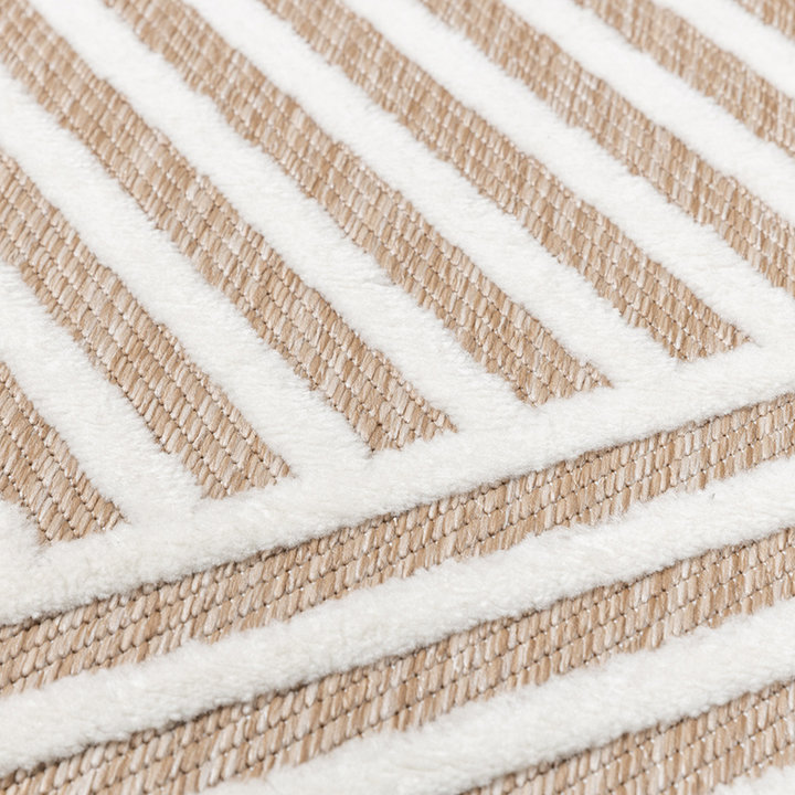 Modern binnen- en buitenkleed - Nori Lines Wit/Taupe