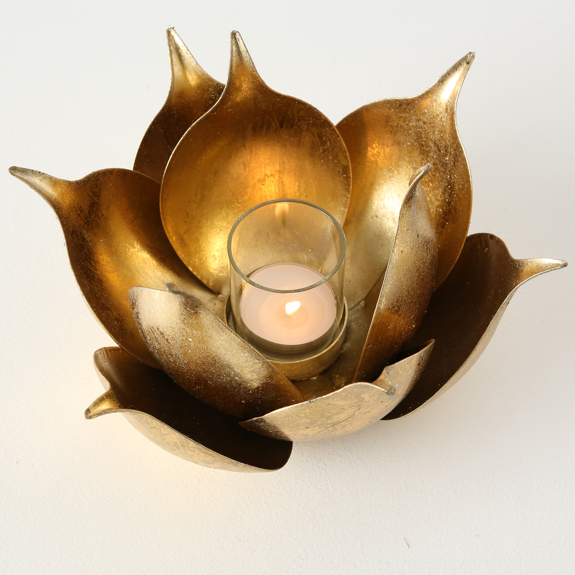 Windlicht - gold - Blumenform - Ø 20 cm