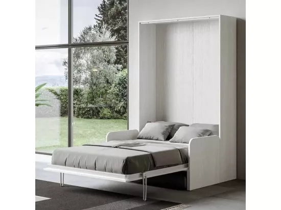 Armoire lit 120x190 avec canapé et colonne de rangement bois noyer Kanto-Couleur Microfibre 14