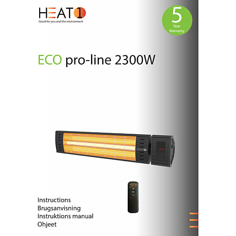 Heat1 terrassevarmer vægmodel 2300w med remote