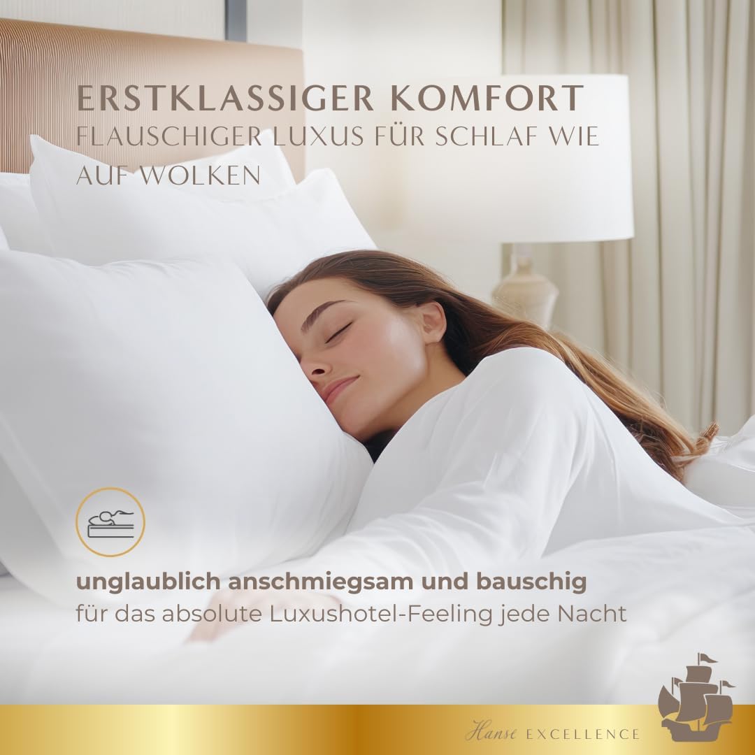 Hanse Excellence Natürlicher Topper 120 x 200cm, bauschig-luxuriöSer Matratzentopper aus Federn & Daunen, 7cm Topper mit natürlichem LiegegefüHL, allergikergeeignet, Made in Germany