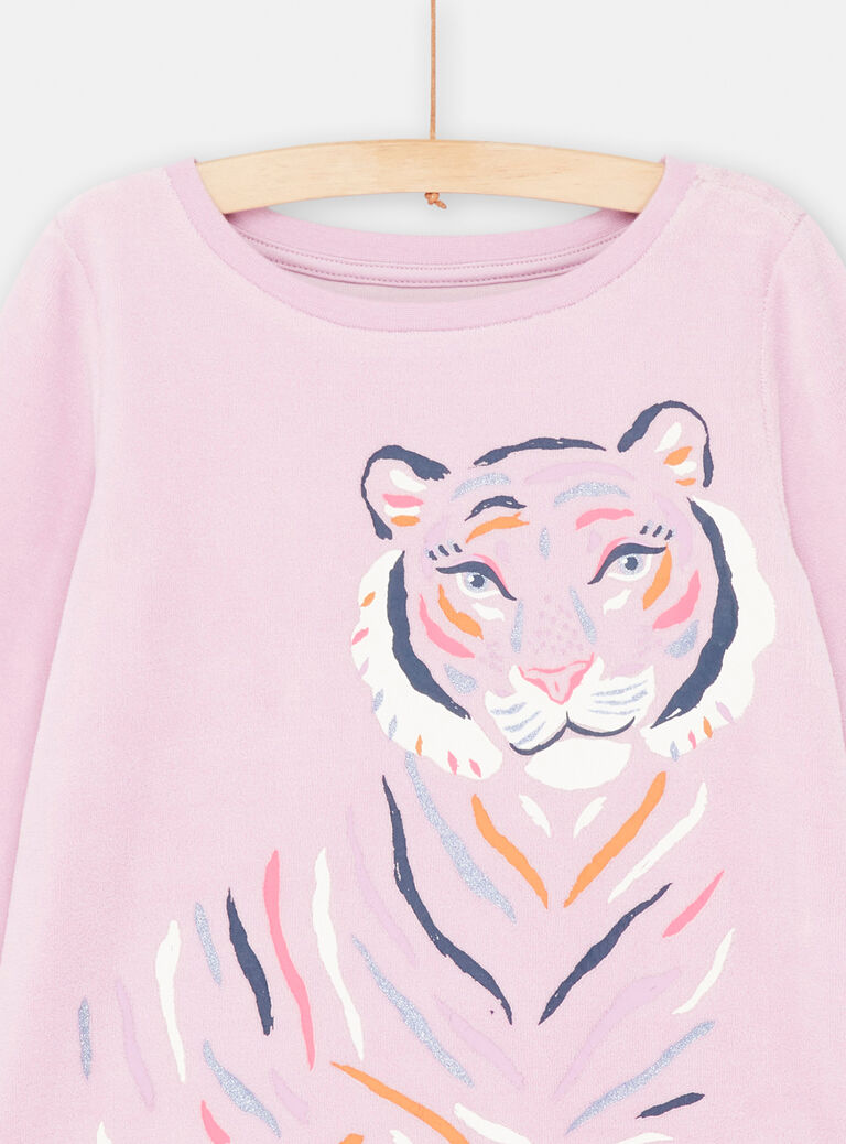 pyjama violet imprimé tigre pour enfant fille