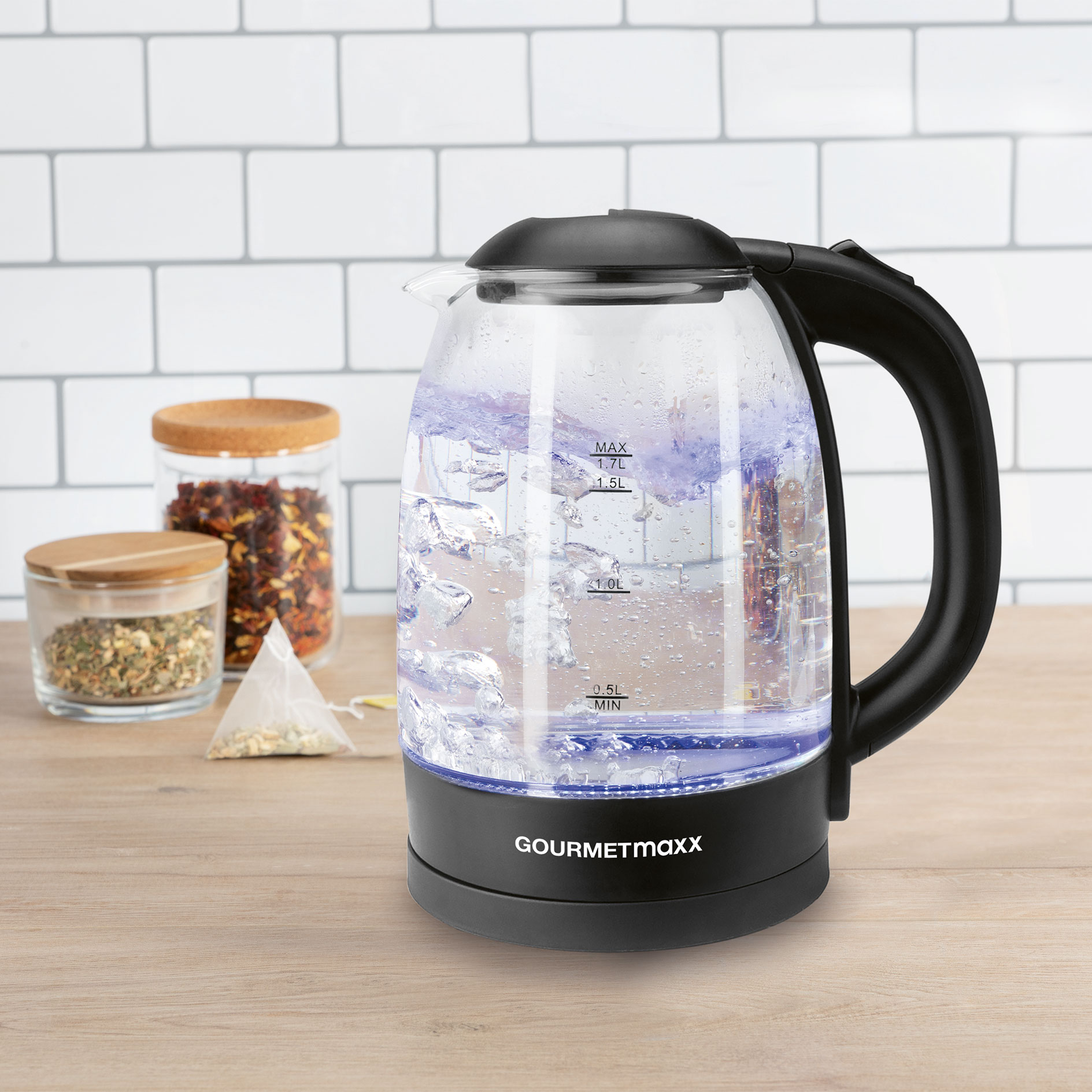 GOURMETMAXX Glas-Wasserkocher 13844 - schwarz