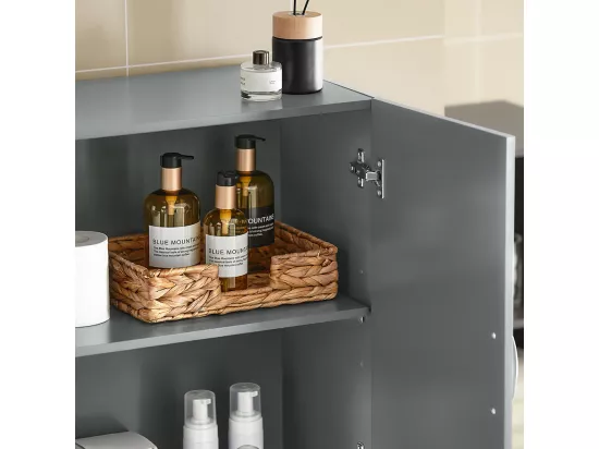 Meuble Haut Armoire de Toilettes Salle de Bain Suspendue 2 Portes Gris, FRG231-DG