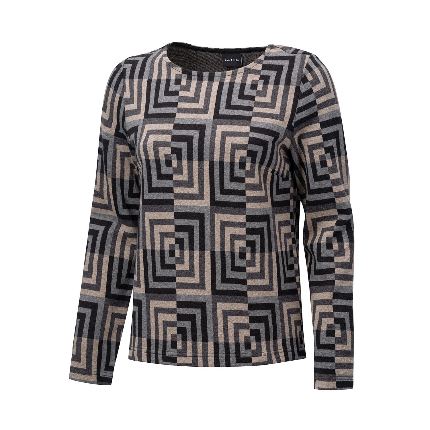 Damen Sweatshirt mit quadratischem Allover-Print