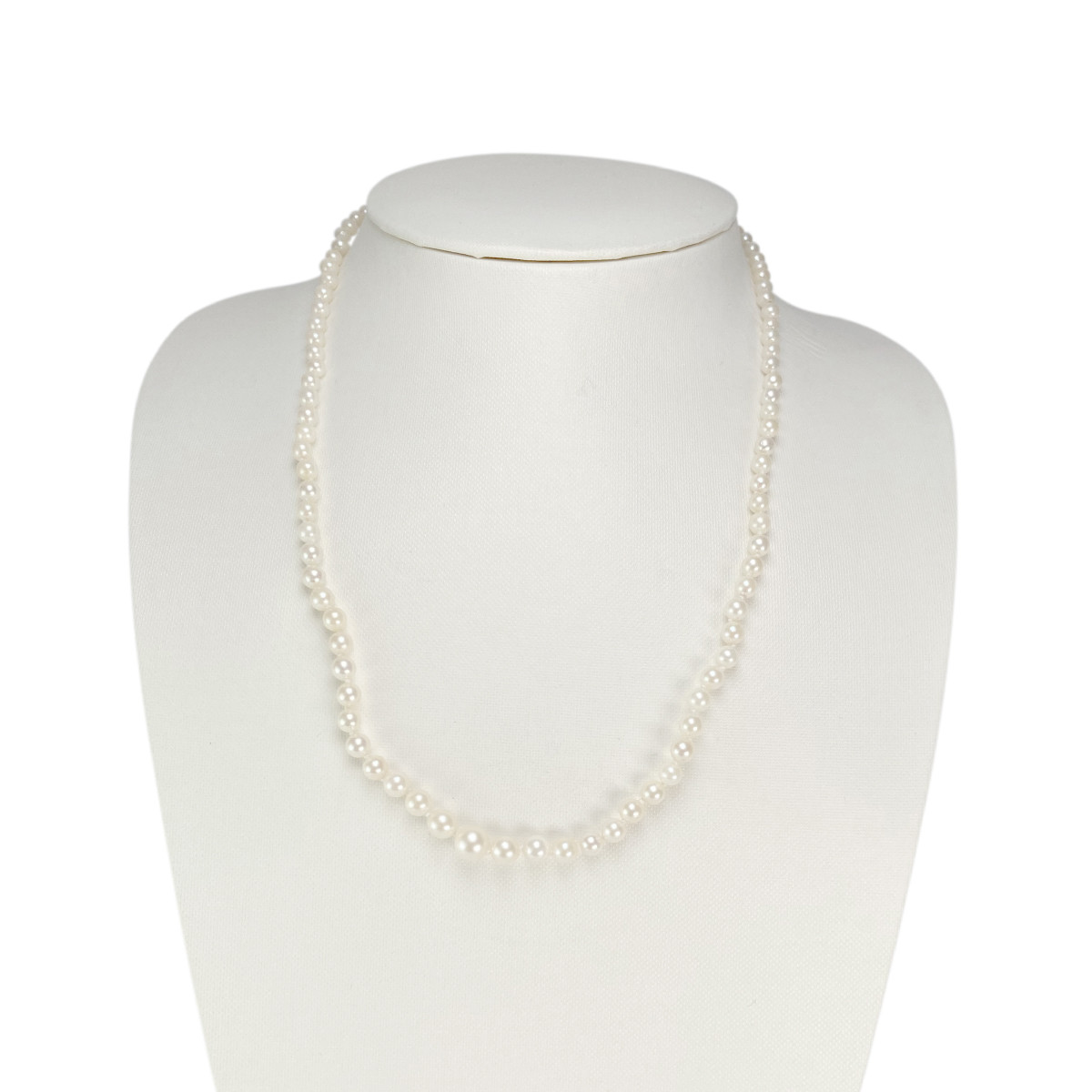 Collier en chute d'occasion or 750 blanc perles du japon 50 cm