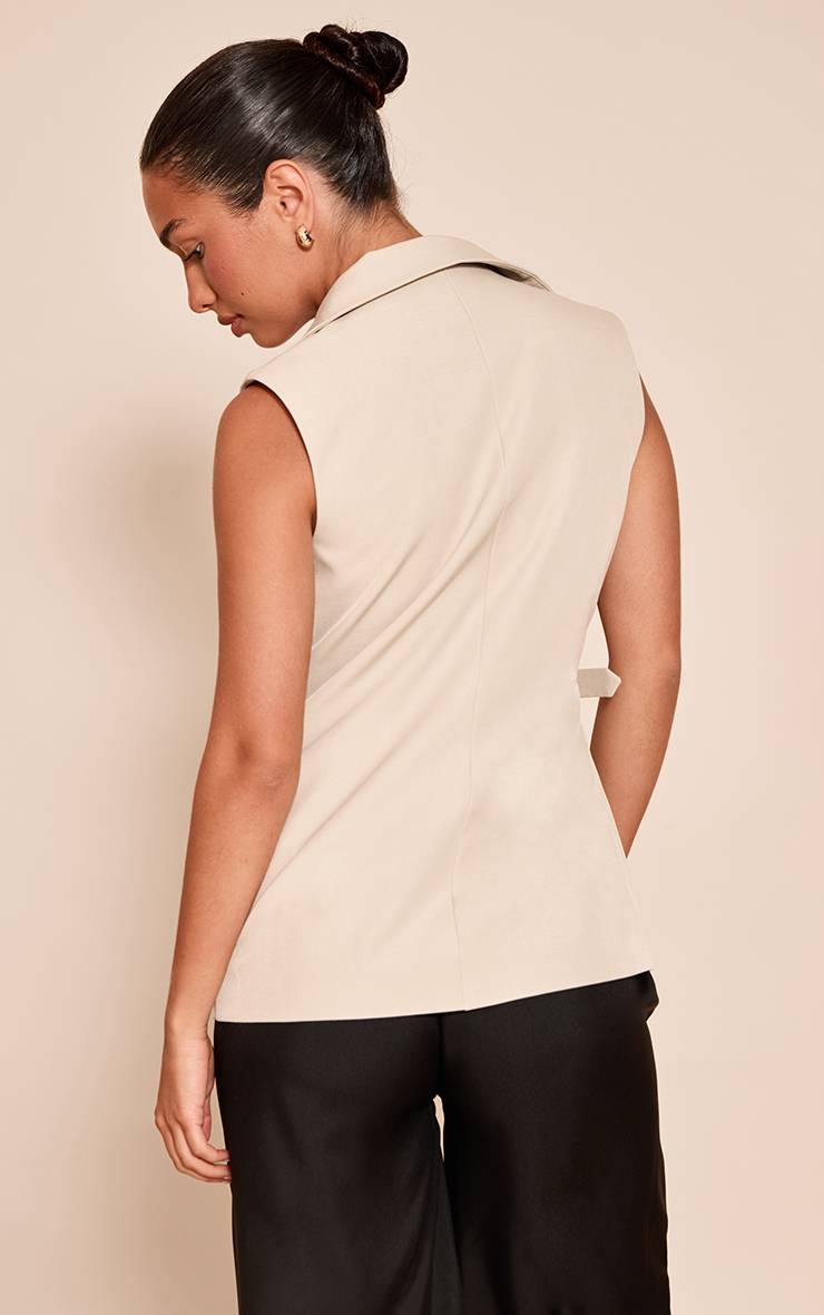 Gris Pierre Gilet Long Oversize À Détail Boucles