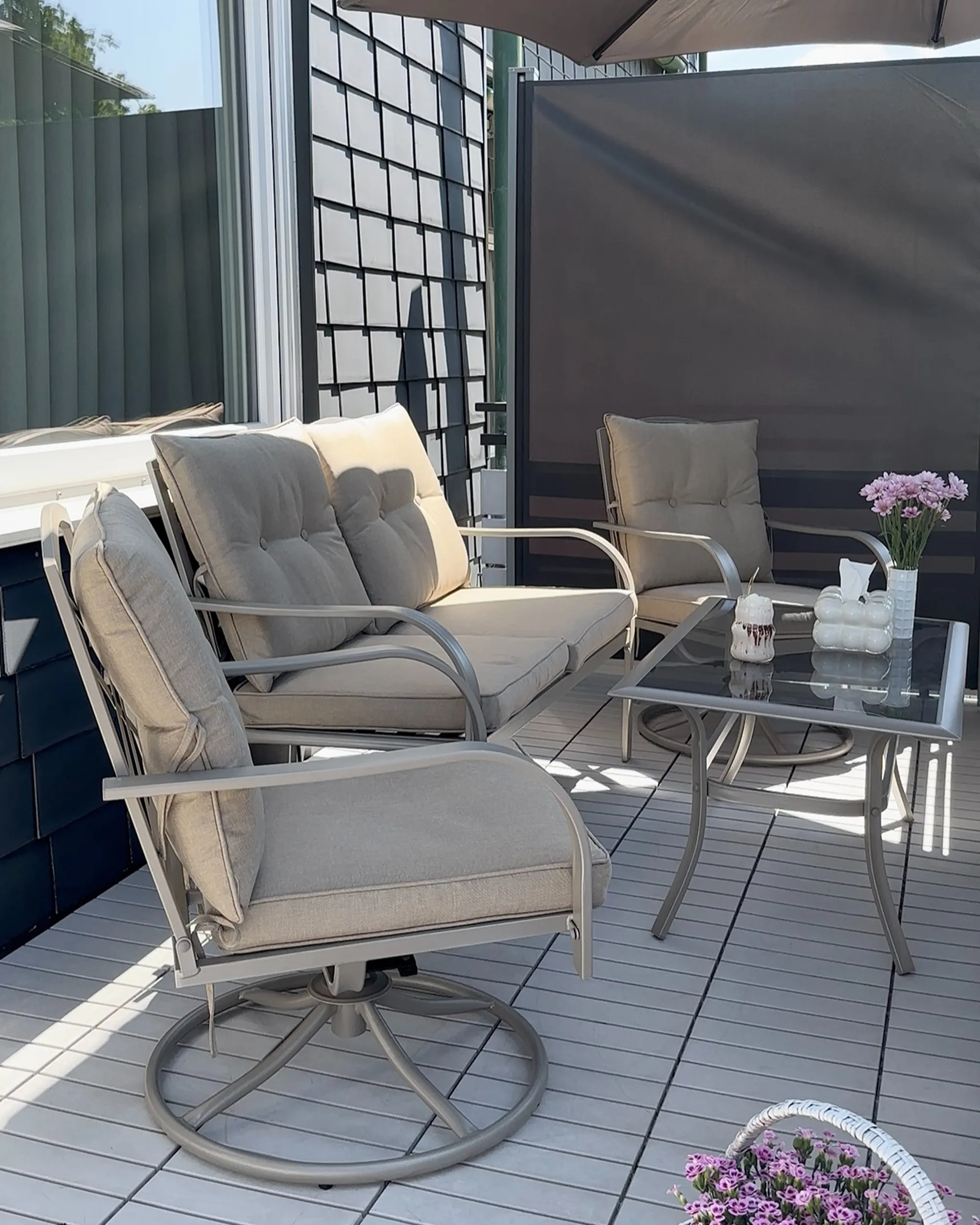 Loungeset met tafel 4-zits MESTRINO Metaal Beige