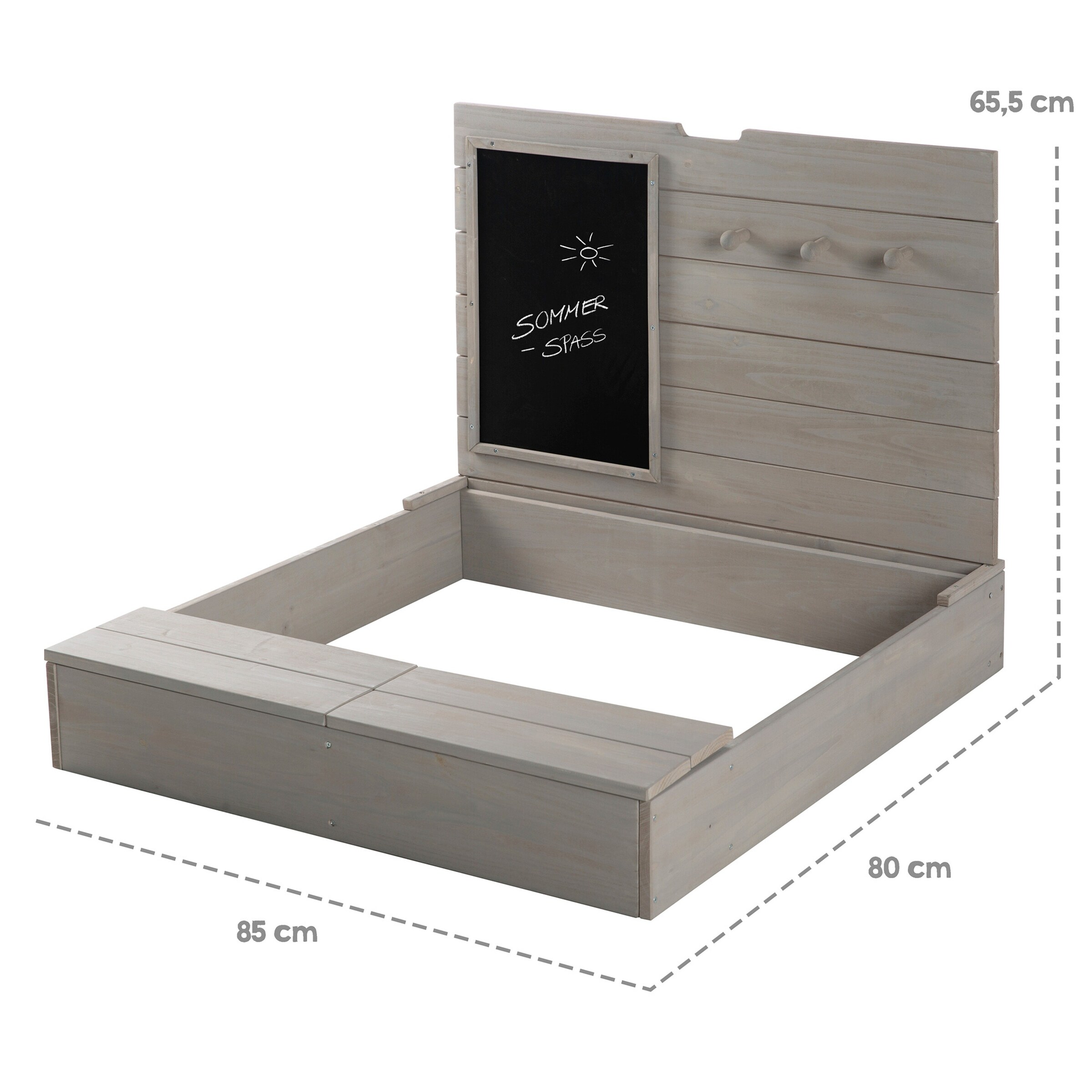 roba Sandkasten mit Deckel, Tafel und Haken Outdoor +