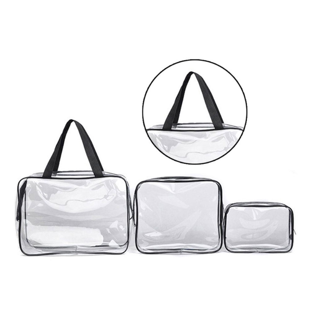 (3er Set) Kosmetik Make Up Tasche Handgepäck Necessaire Organizer Bag mit Reissverschluss - Transparent