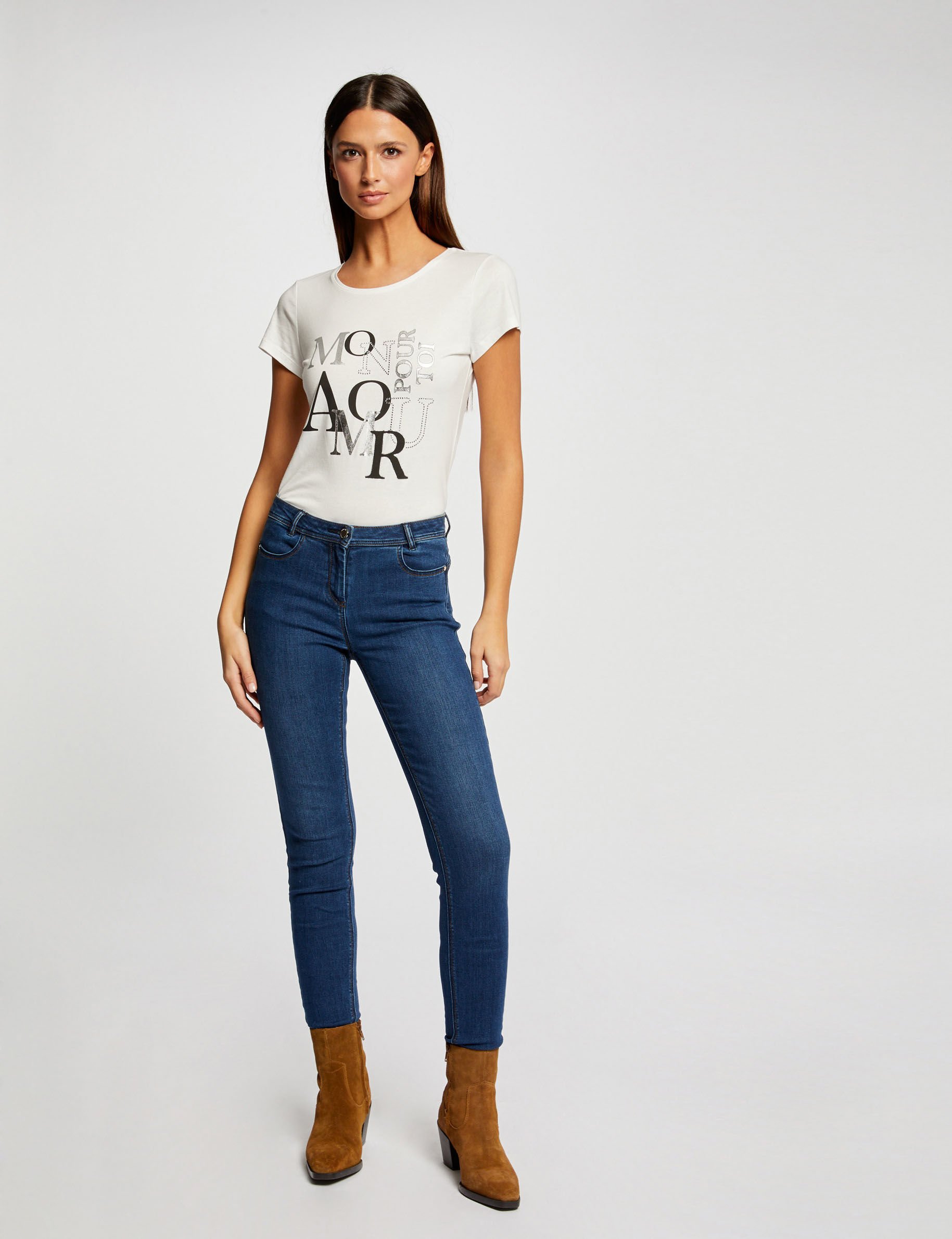 T-shirt manches courtes ecru femme - ecru