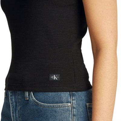 Tee-shirt à manches courtes femme Woven Label Rib Fitted CALVIN KLEIN
