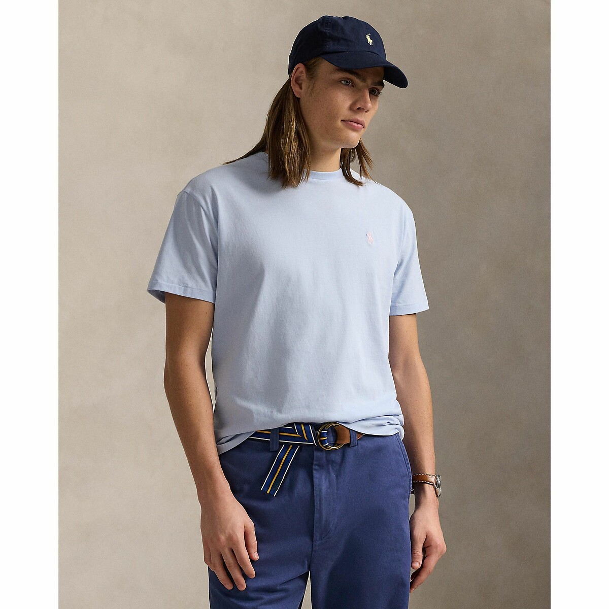 POLO RALPH LAUREN<br>Camiseta de gola redonda, malha de algodão