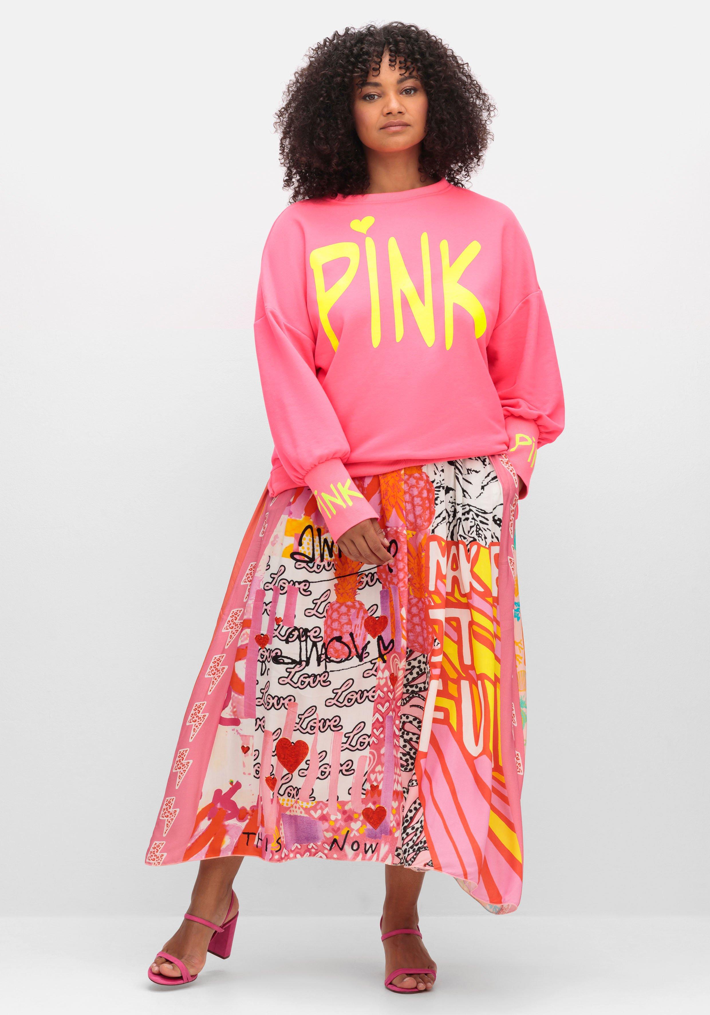 Sweatshirt mit Neon-Prints und Ballonärmeln