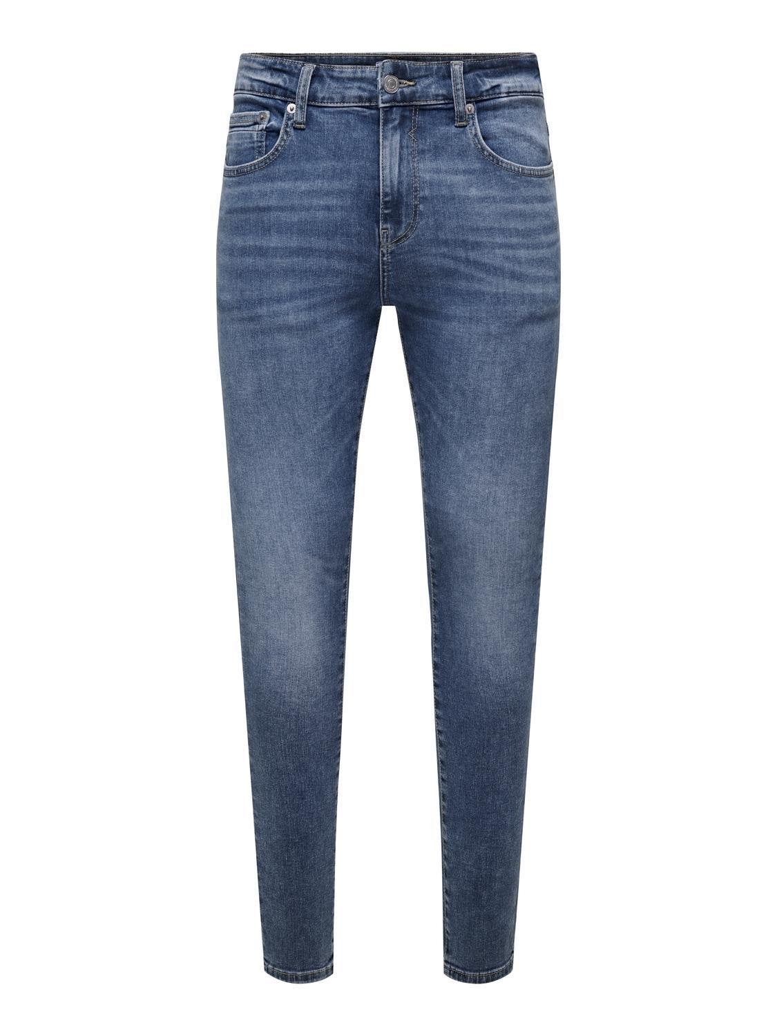 ONSFLY Mid Rise Spray on Fit Jeans Medium Blue Denim