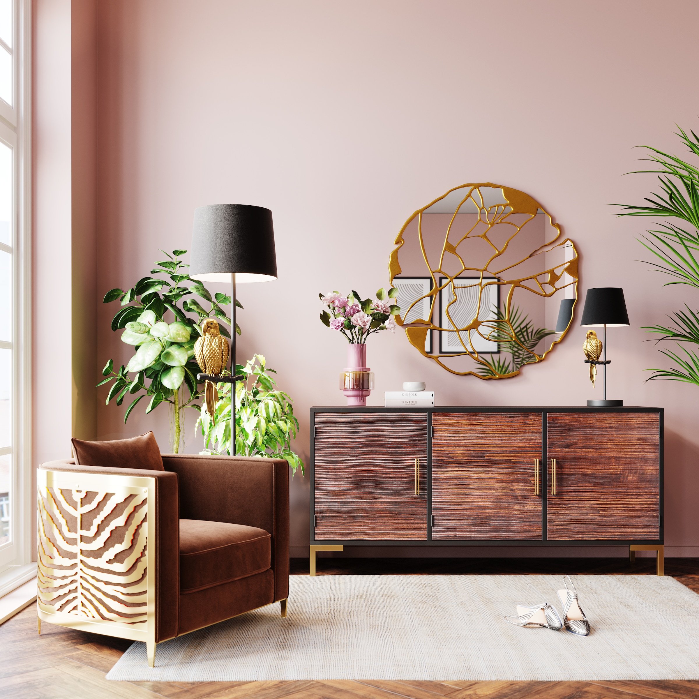 Kare Design Wandspiegel »Wandspiegel Pieces Gold Ø100cm«