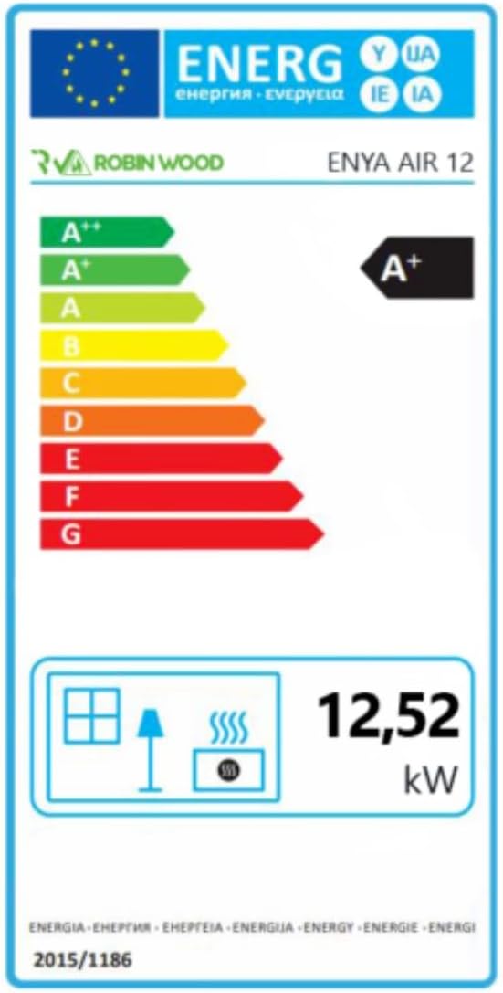 Robin Wood- Enya Air Pelletofen Luftgeführt [8 KW, 10 KW, 12 KW] Energieeffizienzklasse A+ | Pelletheizung, Pelletkamin, Heizung, Kaminofen, Ofen (8 KW, Beige)