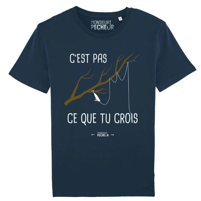 Tee Shirt Manches Courtes Homme Monsieur Pêcheur C'est Pas Ce Que Tu Crois - Marine