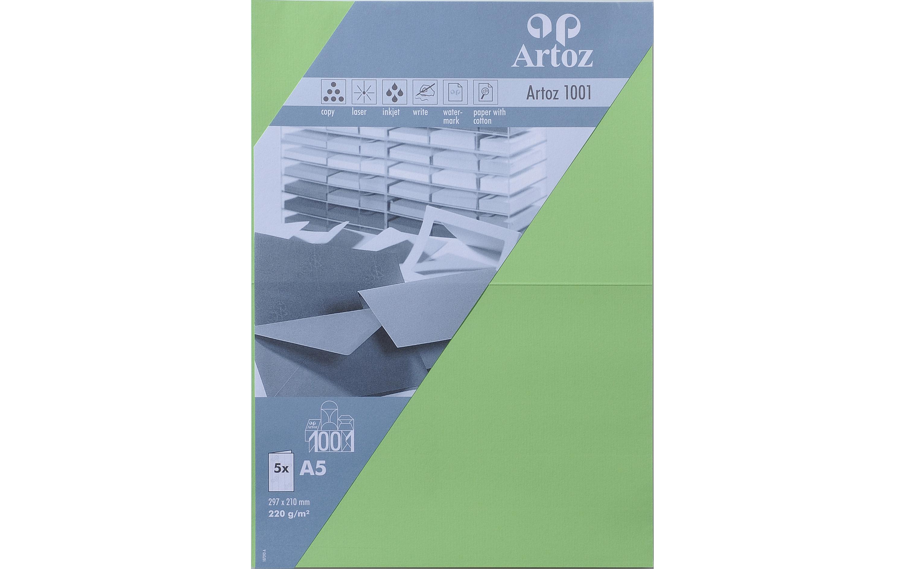 Blankokarte 1001, A5, 5 Blatt, BirkengrünSchreibkarte im Format A5
