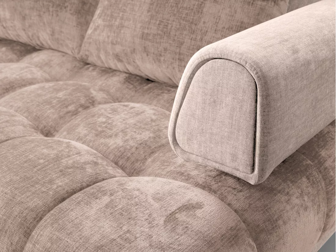 Canapé d'angle gauche en tissu et velours taupe NIVORIA