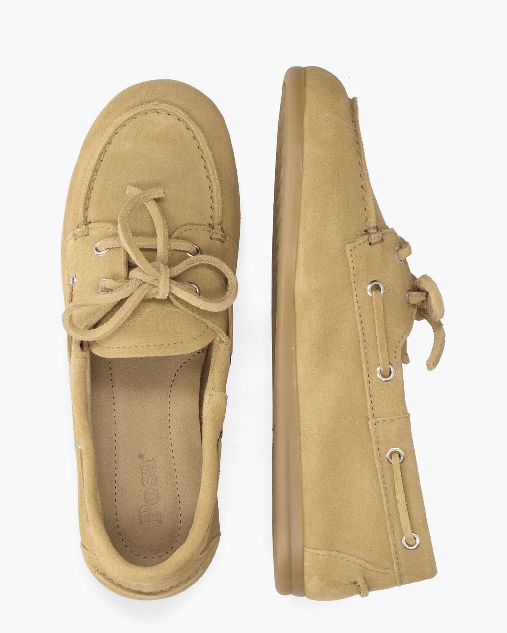 Posa Boat Loafer Brushed Lichtbruin Dames Veterschoenen