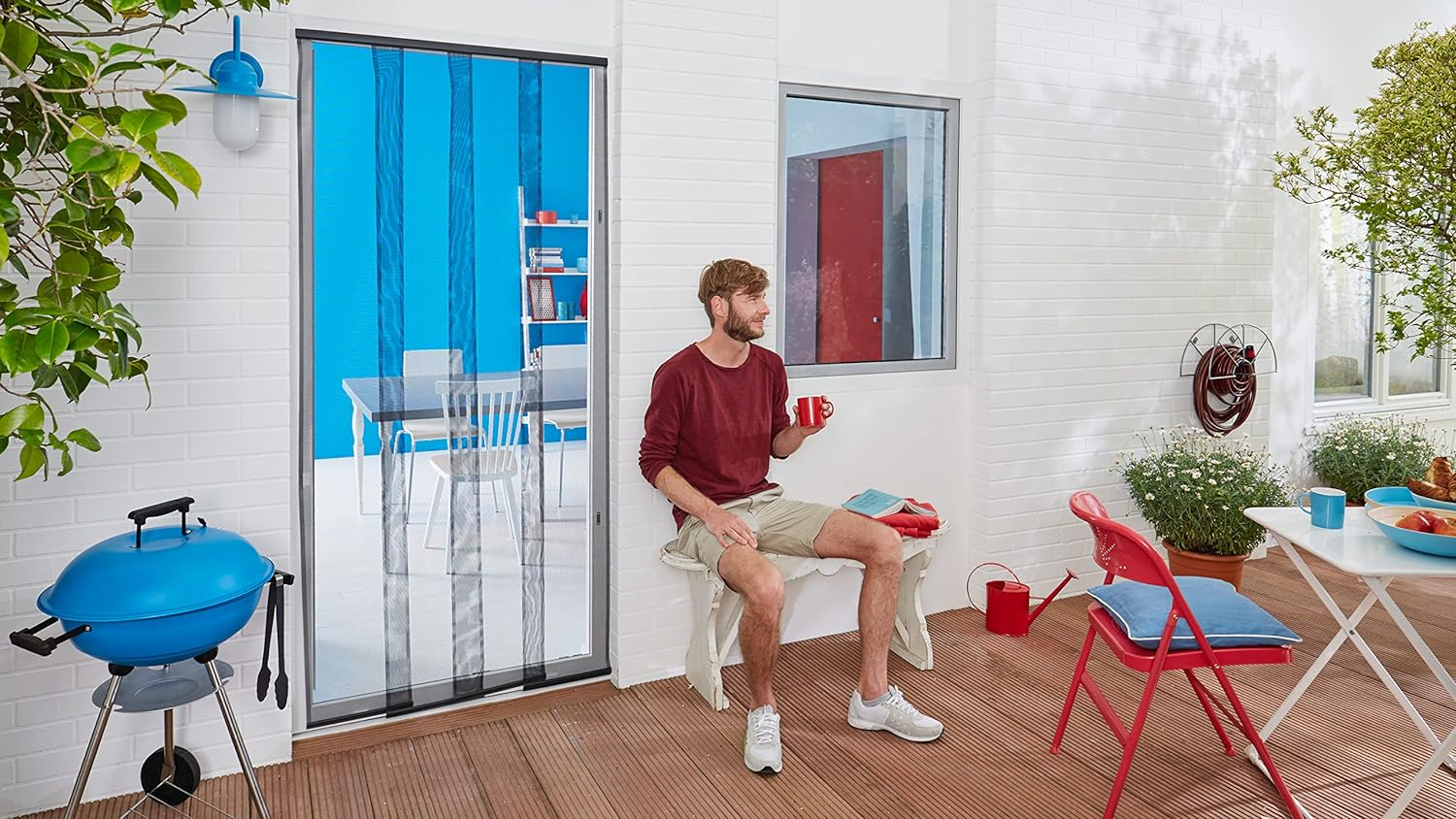 (95x220cm) Lamellentür Standard Fliegengitter Insektenschutz Vorhang (55198-00000-00) - Weiss