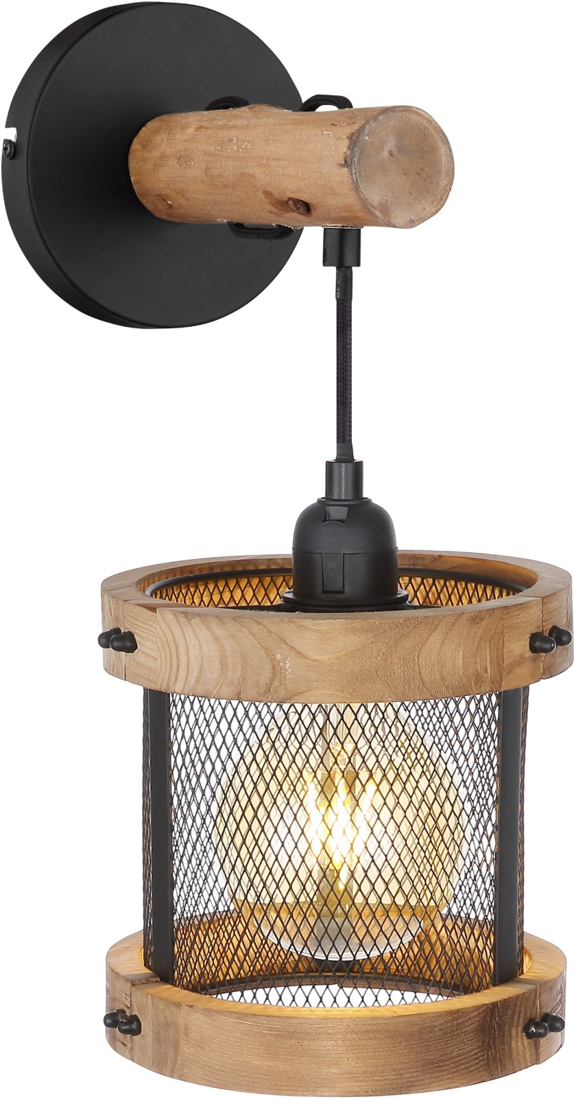 Wandleuchte - natur-schwarz matt - Metall - 32 cm
