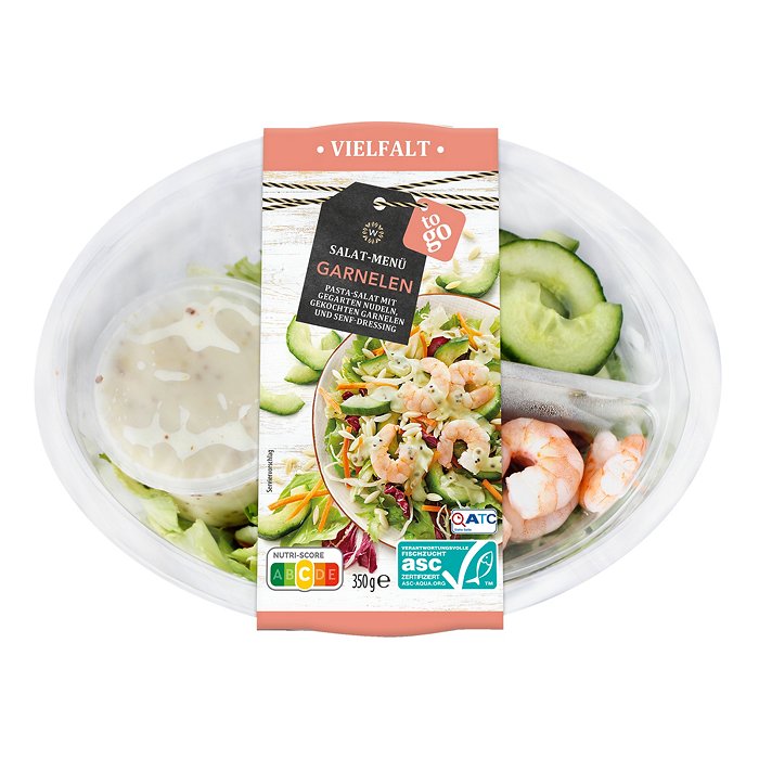 WONNEMEYER Salat-Menü Vielfalt 350 g, Pasta mit Garnelen